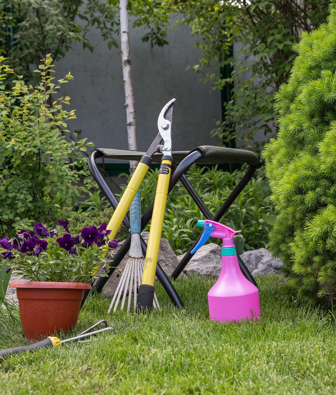 Some essential tools for gardening.